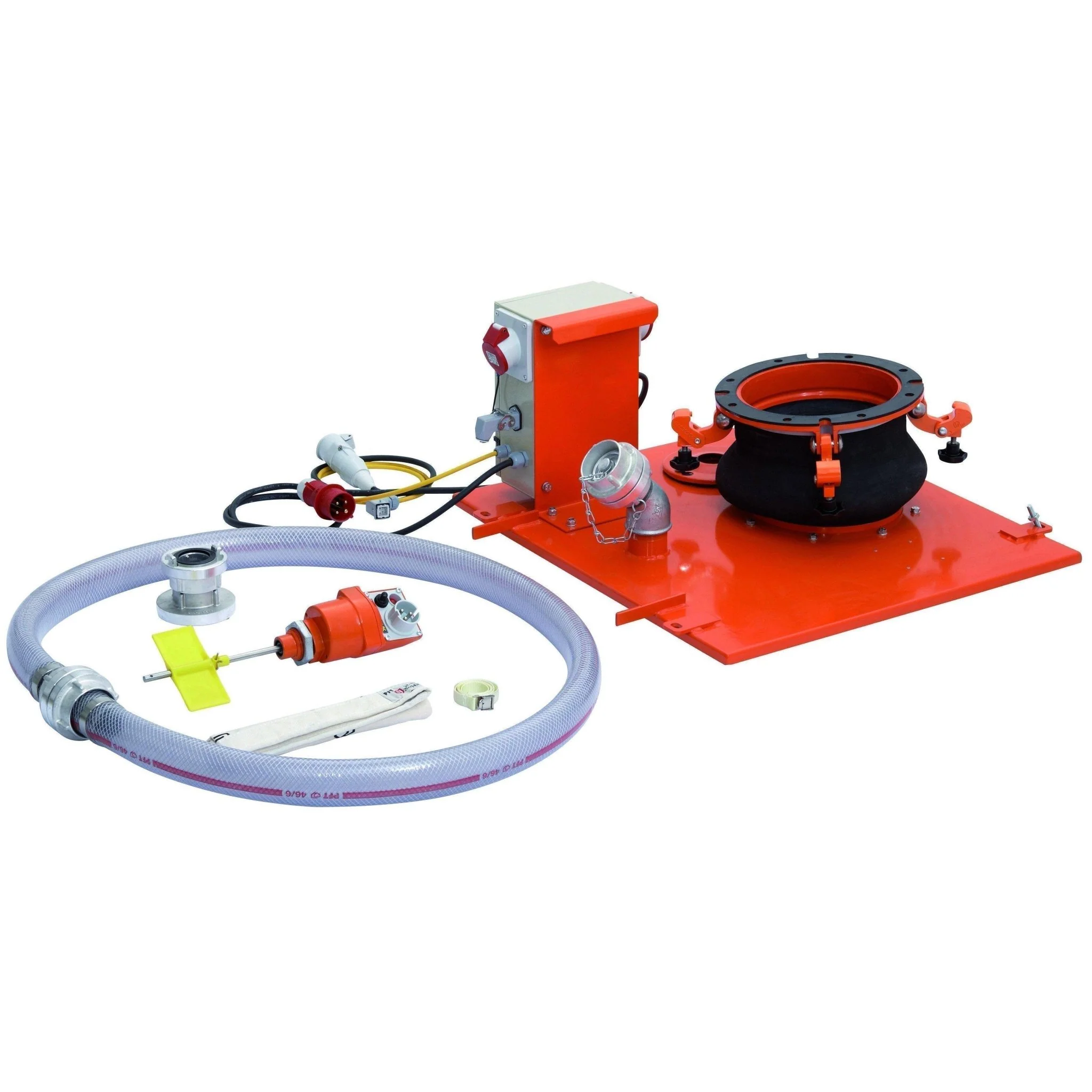 PFT Übergabehaube von Silo-/Containeranschluss Ø 250 mm mit Füllstandmelder G 4 (mit Rahmen 3/4") / G 54 / HM 24, 400 V, 3 Ph, 50 Hz (Übergabebalg: 300 mm)