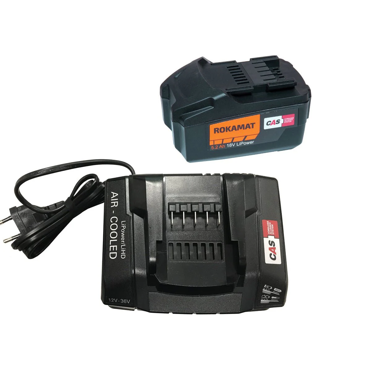 Rokamat Premium Paket Schnellladegerät ASC 145, Akkupack 18 V / 5,2 Ah